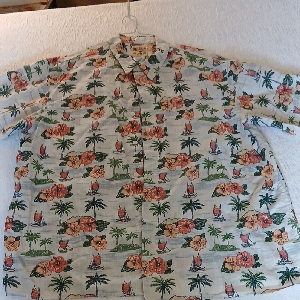 RedHead Floral Print Shirt with Orange and Green Accents Size 3TG 3XL